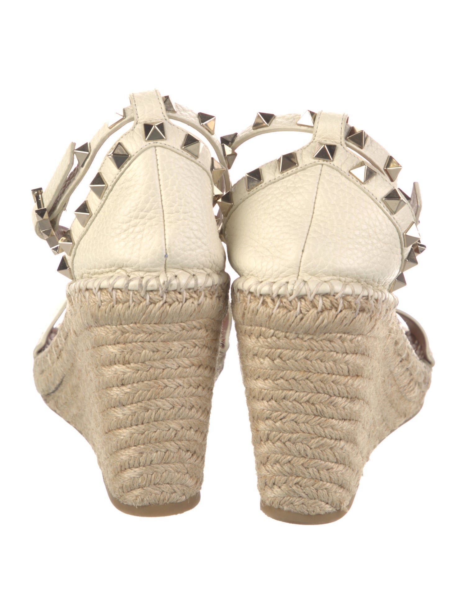 Valentino Rockstud Accents Leather Espadrilles